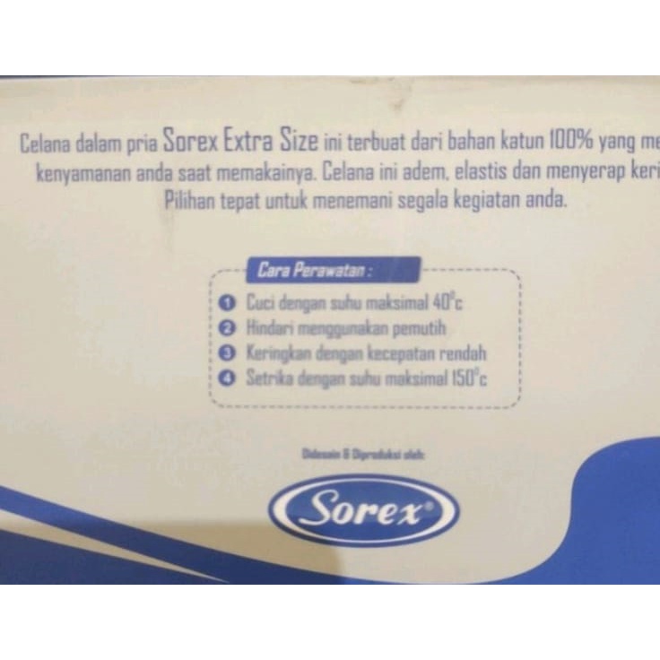 CD Segitiga Big Size Katun 100% Cowok Sorex M 3009 / Celana Dalam Kolor Ukuran Besar Pria Laki-Laki