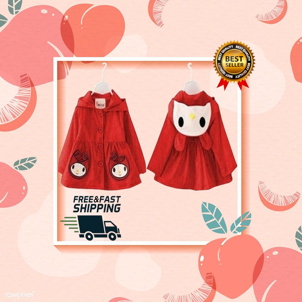 VISION ONLINE - JAKET MANTEL BAJU MELODY ANAK PEREMPUAN CEWEK 3 4 TAHUN MURAH LUCU KEKINIAN /TOPI