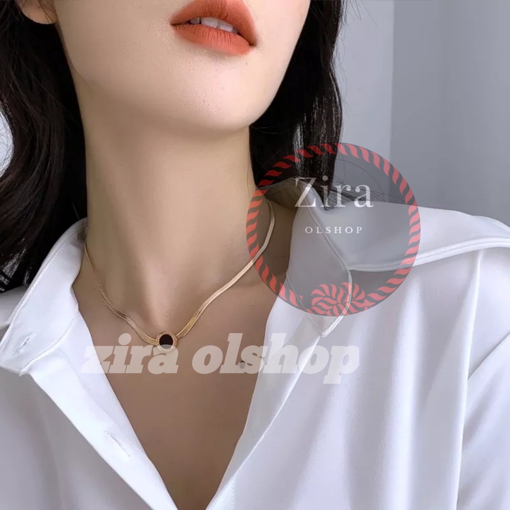 Kalung Titanium PriaWanita Motif choker  Anti Karat dan Tidak Luntur rantai tulang belut pemakaian wanita