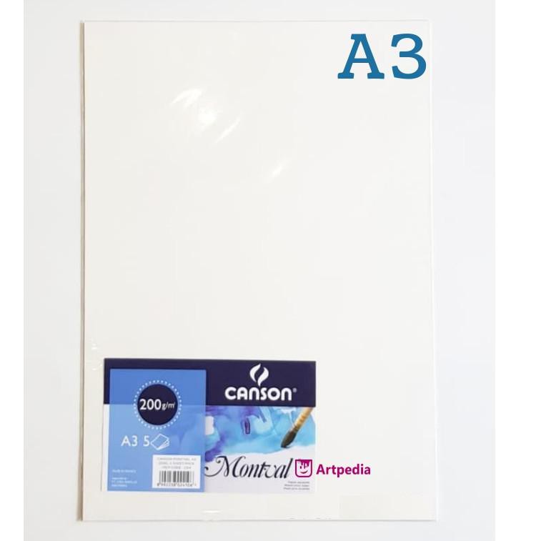

(QZH37 ➛) Canson Montval A3 200gsm 5 Sheet - Watercolour paper Montval A3 - Kertas Cat Air Canson Be