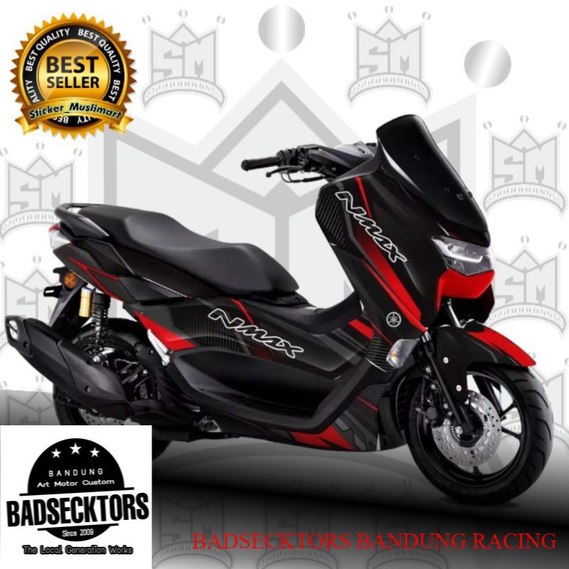 Decal New Nmax 2020 Hitam motif grafis merah keren