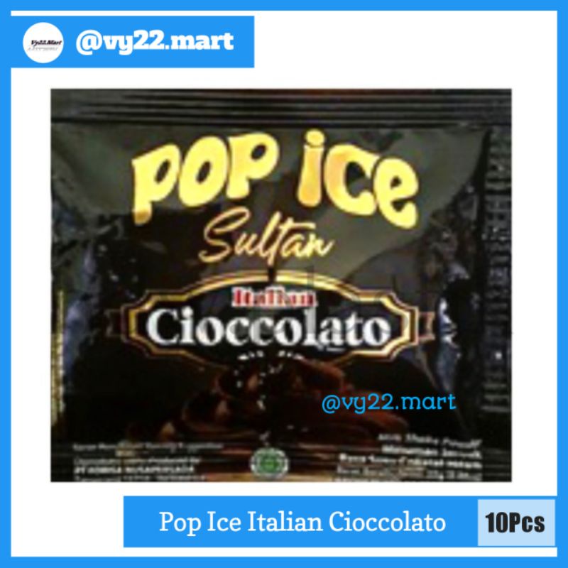 

Pop Ice Milk Shake Powder Sultan Italian Cioccolato 1 Renceng = 10 Pcs