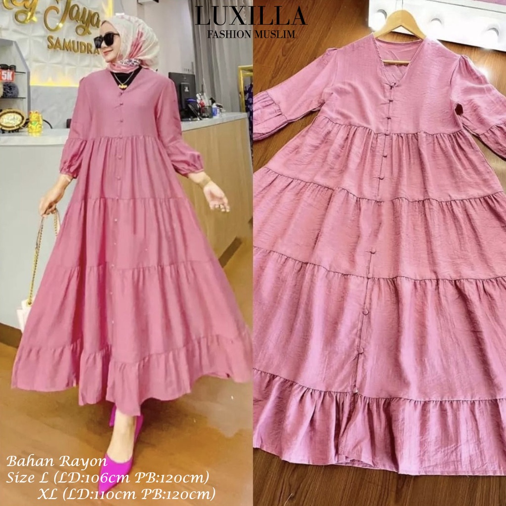 Gamis Syari Ukuran L - Xl Set Murah Busui Polos Maxi Dress Gamis Pesta Terbaru Livi Midi Dress Gamis