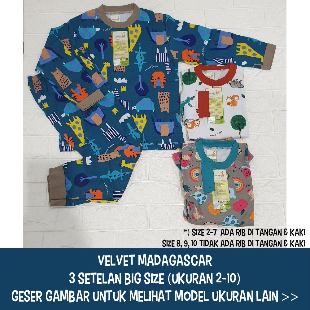 Velvet Junior Piyama Anak Size Besar (3 Set)