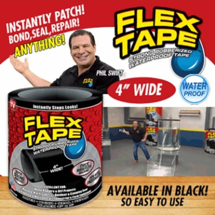 FLEX TAPE Lakban Solatip Lem Penambal Ajaib Super Kuat Anti Air Pipa Kaca Bocor Waterproof Rubberized Hitam Serbaguna