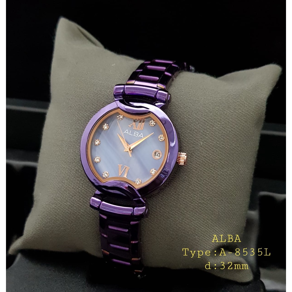 JAM TANGAN WANITA  ALBA RANTAI /Jam Tangan Wanita Alba A8535L STAINLESS STELL/ JAM TANGAN ALBA TANGGAL PERMATA TYPE BARU DAN TERBEST SELLER