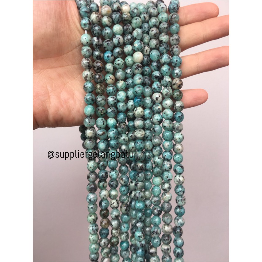 semi stone 8mm white blue chrysocolla bahan rangkai aksesoris lucu alat gelang kalung khas indonesia