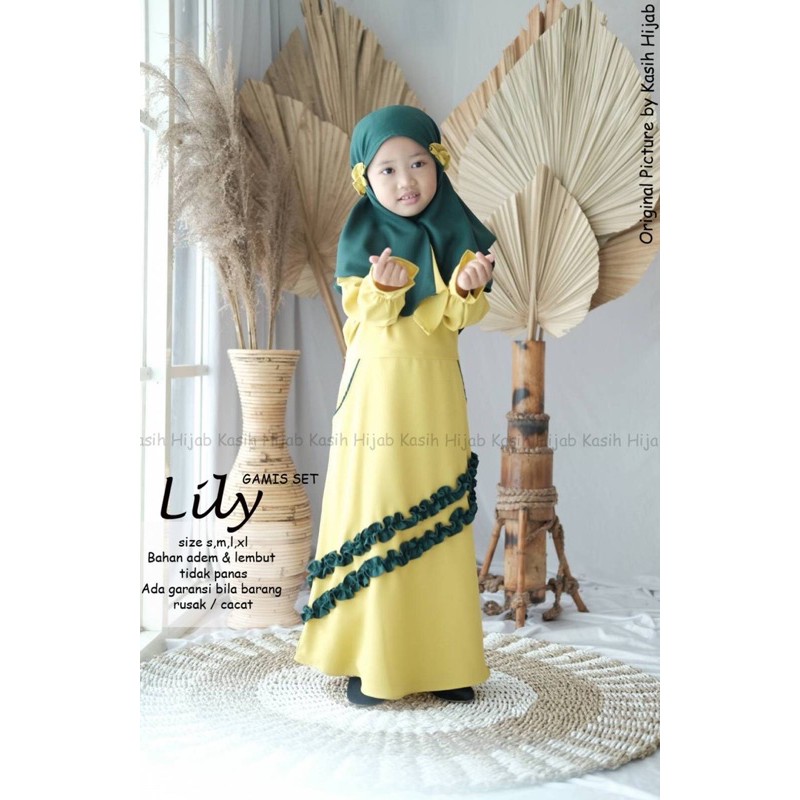 gamis anak perempuan “Lily”/gamis anak+kerudung anak 2-11thn by kasihhijab