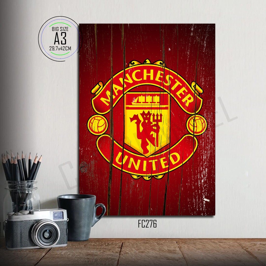 Jual Poster Kayu MANCHESTER UNITED Ukuran Besar A3 Pajangan Ruang ...