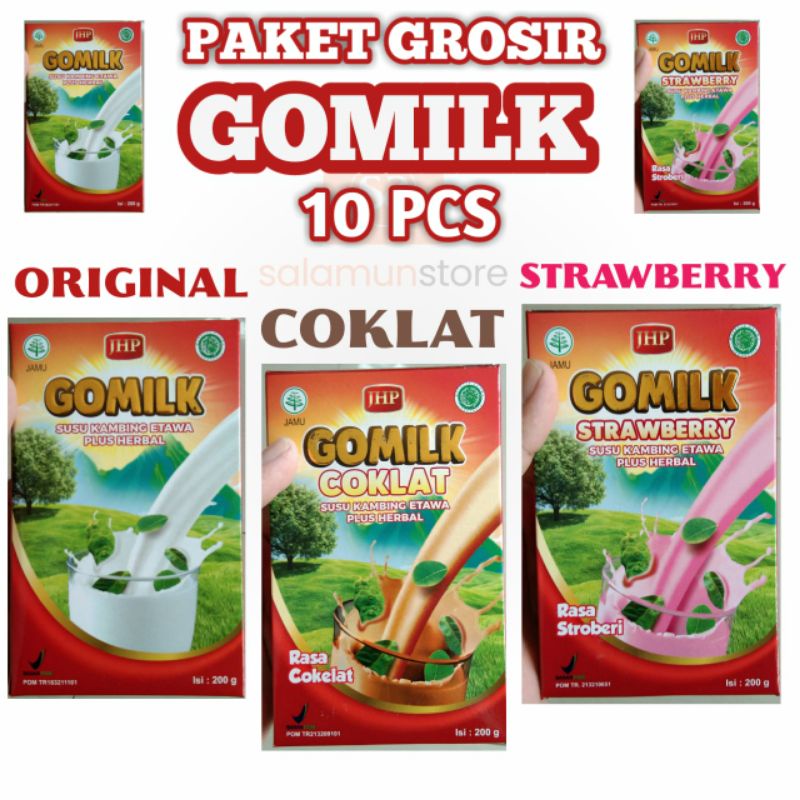 

PAKET GROSIR/RESELLER 10 PCS SUSU GOMLIK GO MILK Susu Kambing Etawa Plus Herbal