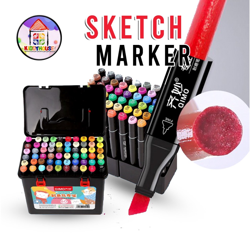 

QIMO 60 Colour Marker Pen Set Double Headed Free Paper Sketch
