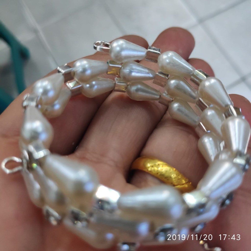 Gelang Mutiara  Anak Rhodium Mewah Tokopelanginicer