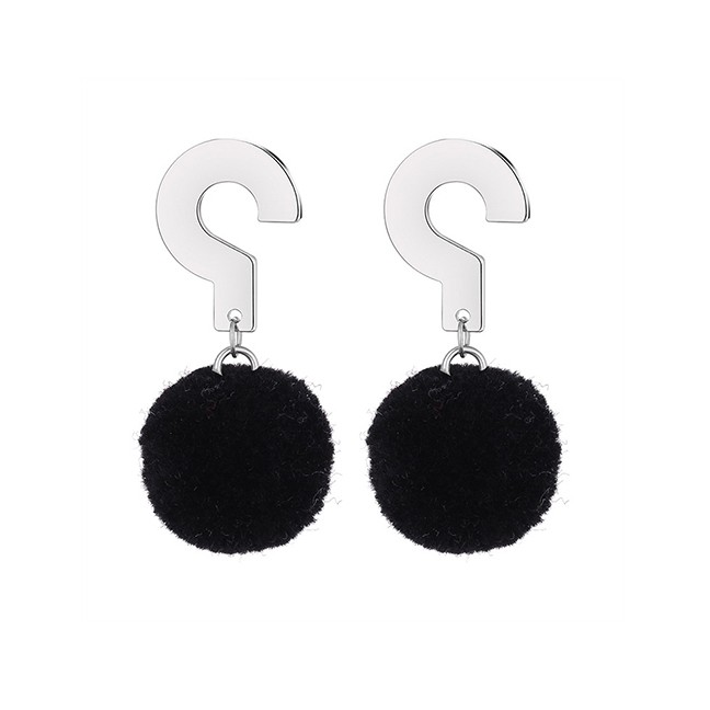 LRC Anting Gantung Fashion  Fuzzy Ball Decorated Earrings