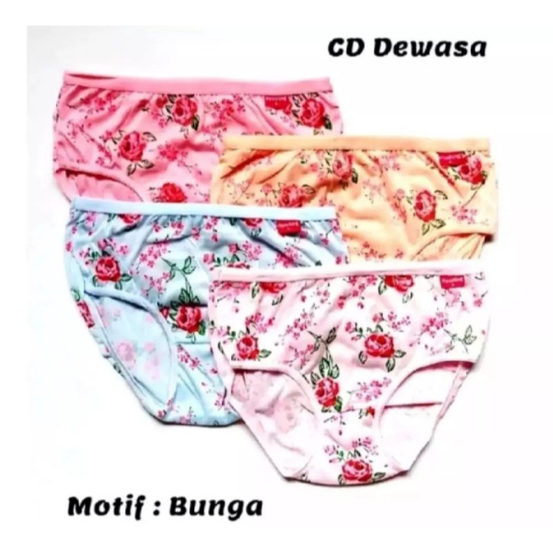 6 PCS CELANA DALAM WANITA HONITING MOTIF/ CD WANITA SABLON MOTIF BUNGA TERLARIS