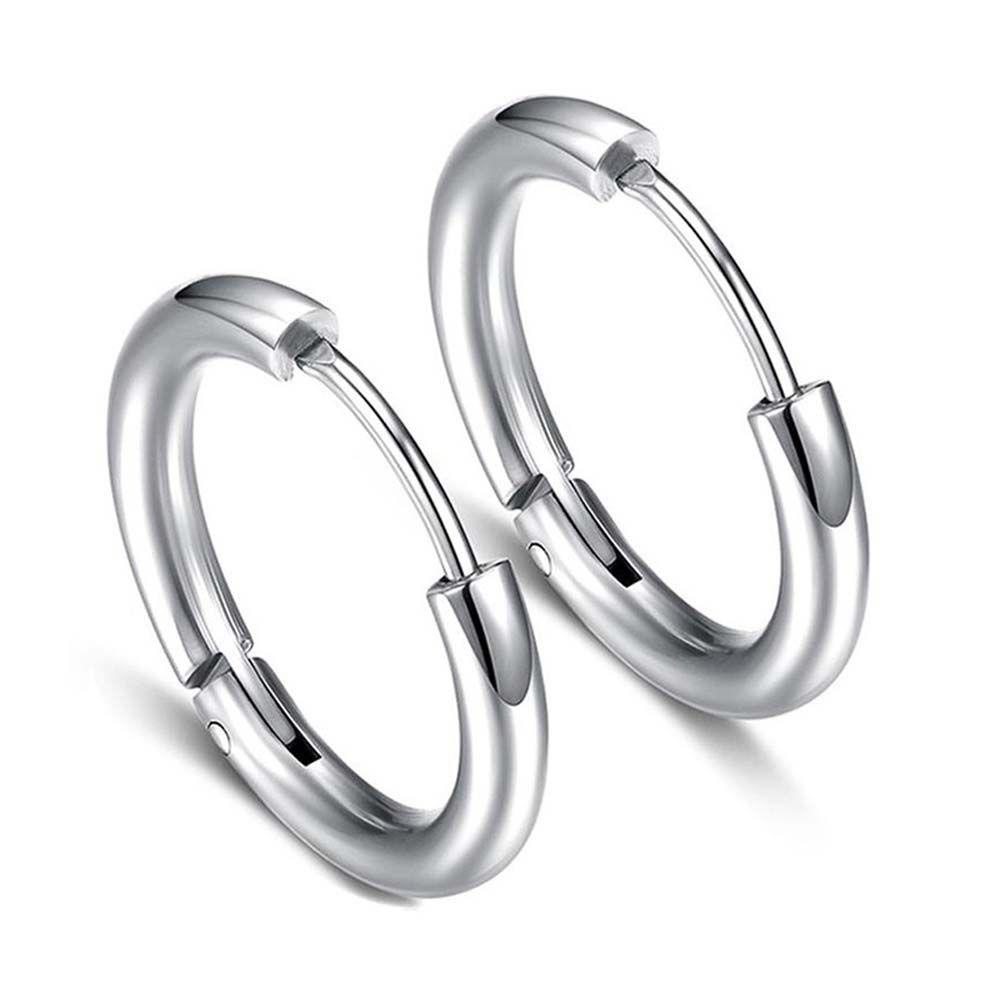 1 Pasang Anting Hoop Bulat Mini Bahan Titanium Steel Gaya Punk Klasik Untuk Pria Dan Wanita