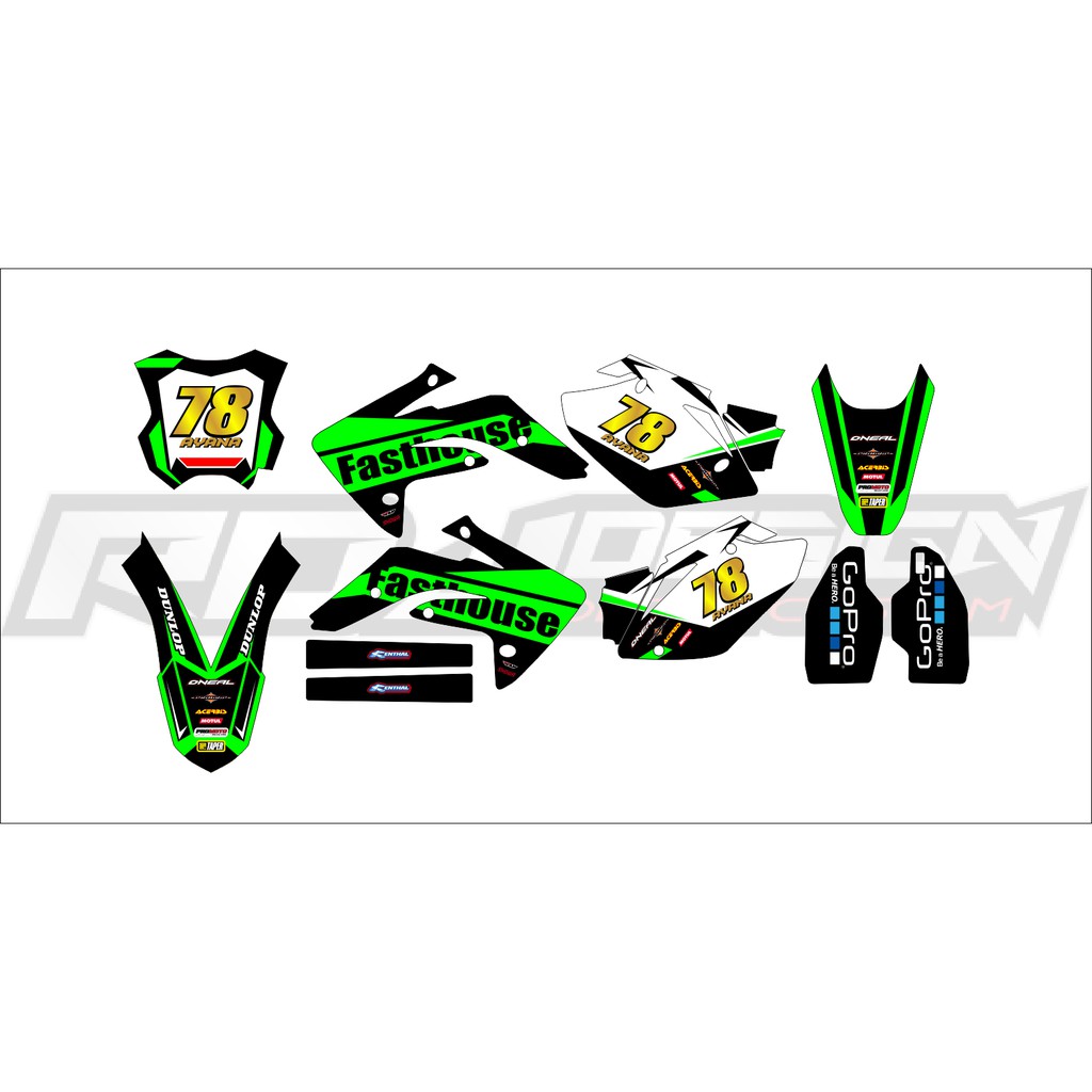 DECAL STICKER CRF 150 R LAMA (002) DEKAL STIKER HITAM HIJAU PUTIH