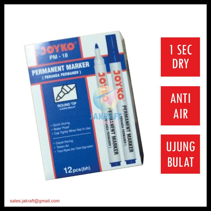 

Spidol Permanent Marker (Biru) Joyko Pm-18 Anti Air Segala Permukaan Kode 700