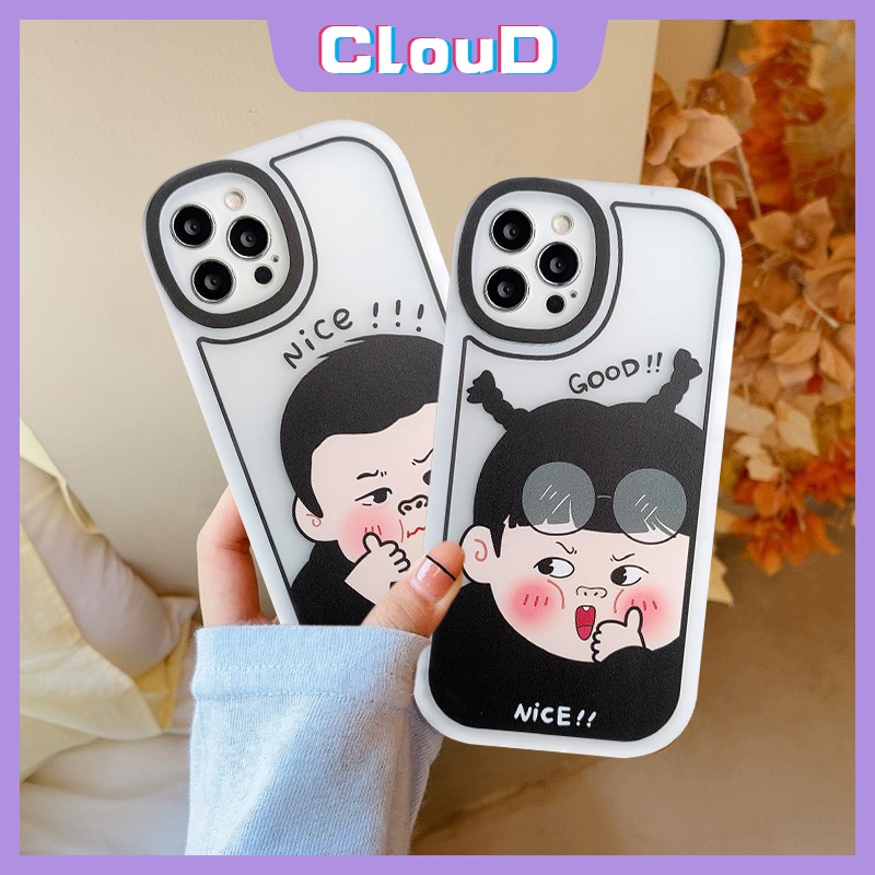 Case Anak Laki-Laki Dan Perempuan Couple Kartun Lucu Kompatibel Untuk iPhone X XR XS Max11 12 14 13 Pro Max7 8 Plus 6s 6 Plus Se2020 Lembut Tpu Ponsel Silikon Penutup Belakang