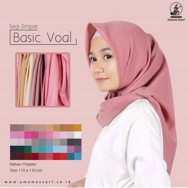 GROSIR Jilbab segiempat BASIC VOAL by UMAMA/polyster/hijab segiempat
