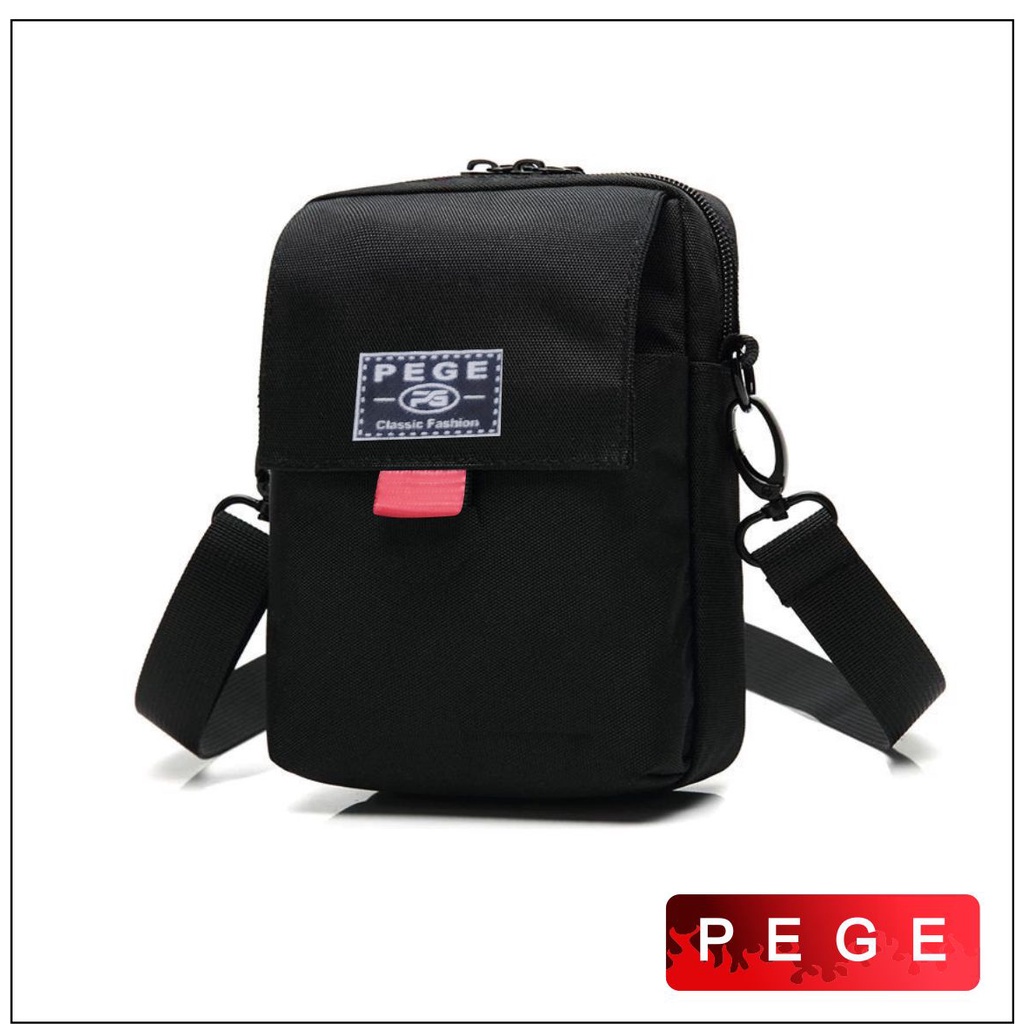 Tas Selempang Pria Slingbag Bahu Slempang Polos Hitam Multifungsi Kasual  - PG 8883