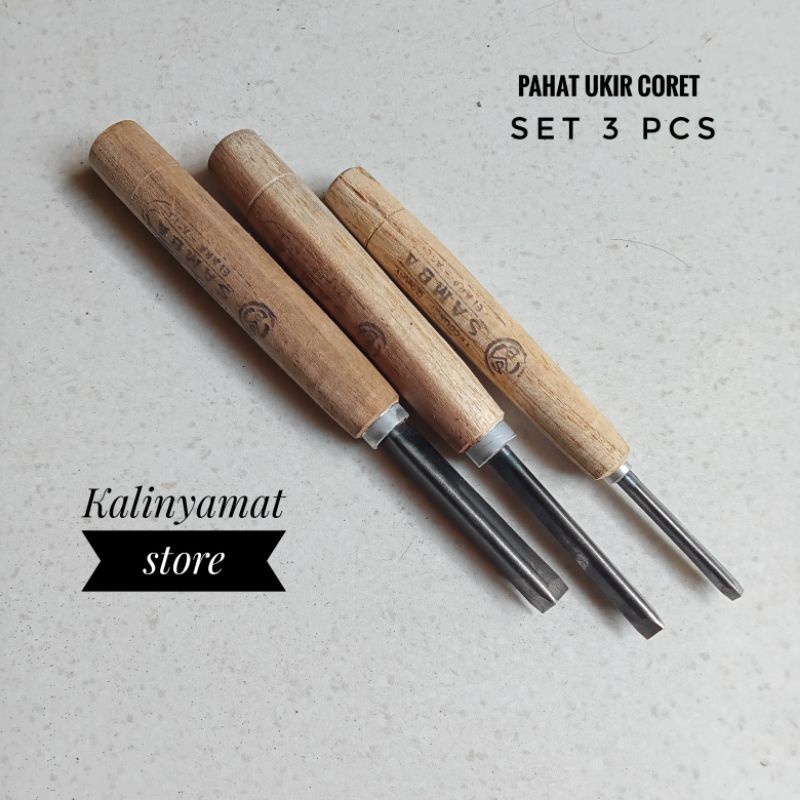 PAHAT UKIR JEPARA PAHAT UKIR CORET/SERIT/V SET ISI 3 PCS