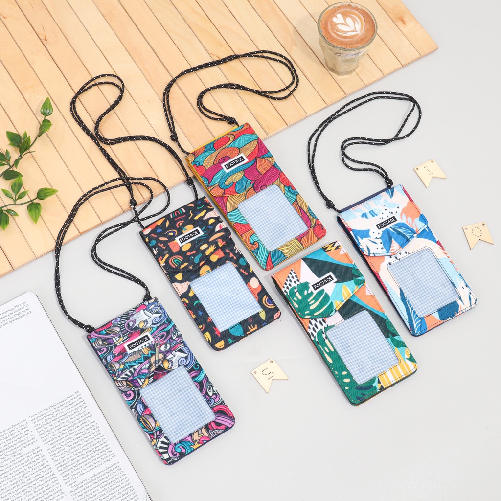 Dompet HP ID Card Holder Hanging Phone Wallet Kalung Gantung Leher Wanita Pria Motif TS-10