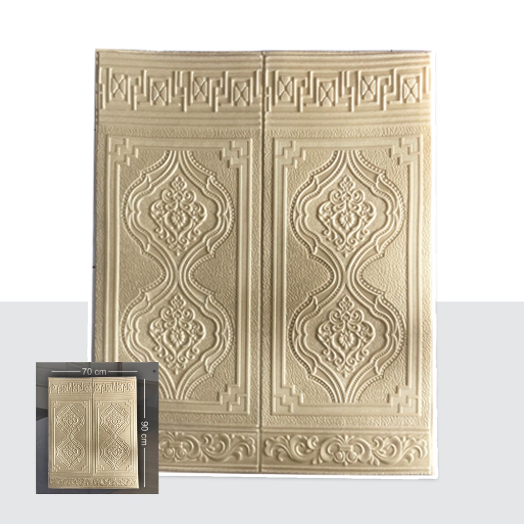 PROMO BELI 30 FREE 1 PCS !! WALLFOAM 3D PANEL 90CM X 70CM WALLPAPER FOAM-PANEL BATIK GOLD 4MM