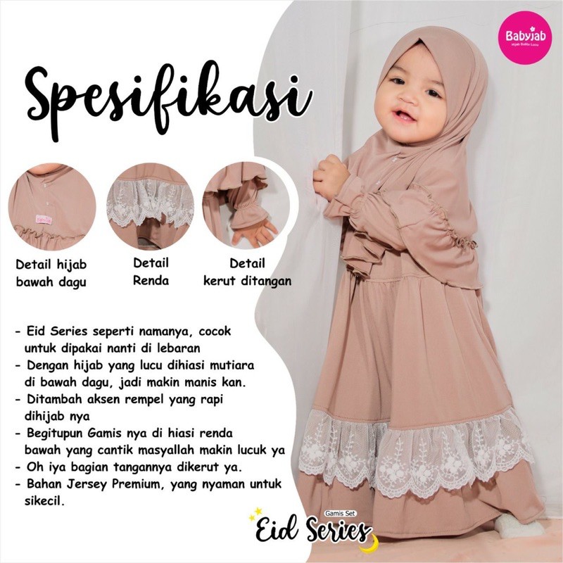 Babyjab Gamis Set Eid Series Anak Bayi - Baby Jab Setelan Jilbab Anak Perempuan 1 2 4 5 6 Tahun