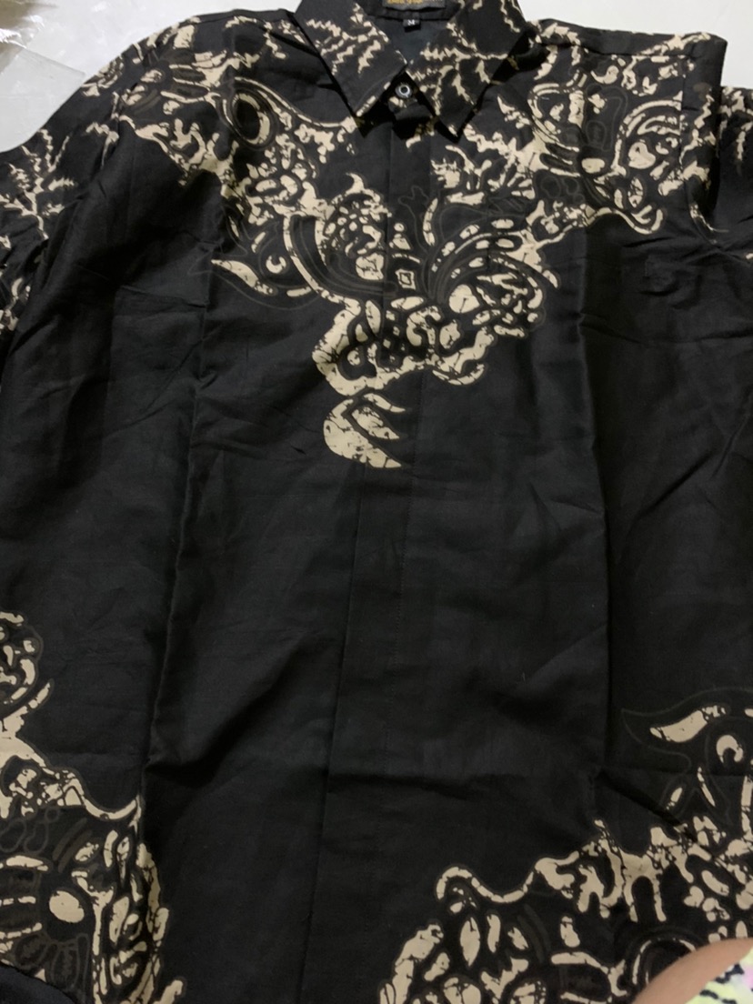 Wiguna Kemeja Batik Pria Lengan Panjang Slimfit Katun Printing Hem Baju Seragam Kantor Modern