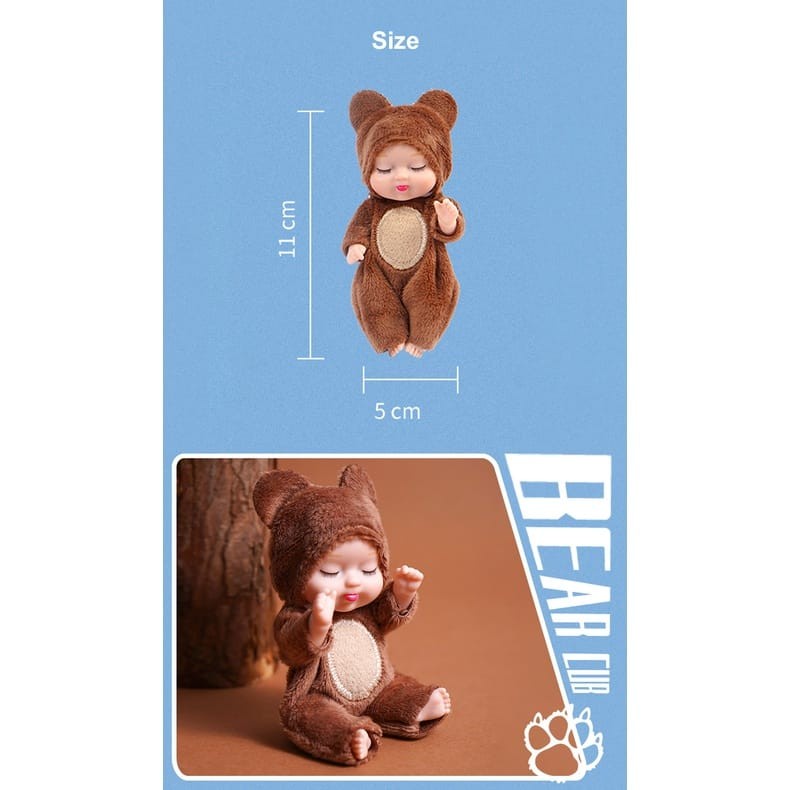 MOMBABY1 Mainan Boneka bayi perempuan tidur mini kostum lucu ukuran 12 cm