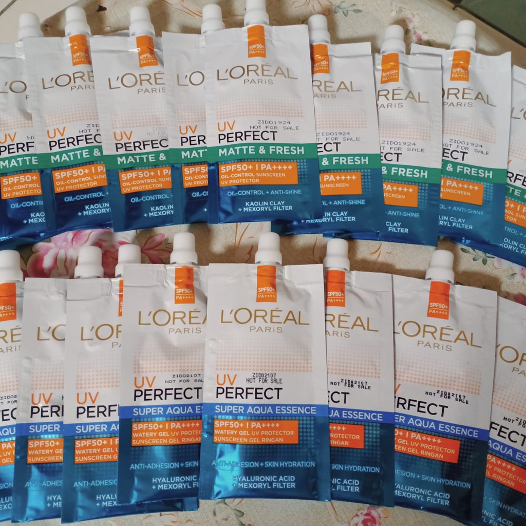 [PROMO 2.2] Sunscreen Loreal Paris UV Perfect Matte & Fresh | Super Aqua Essence SACHET SPF 50 PA ++