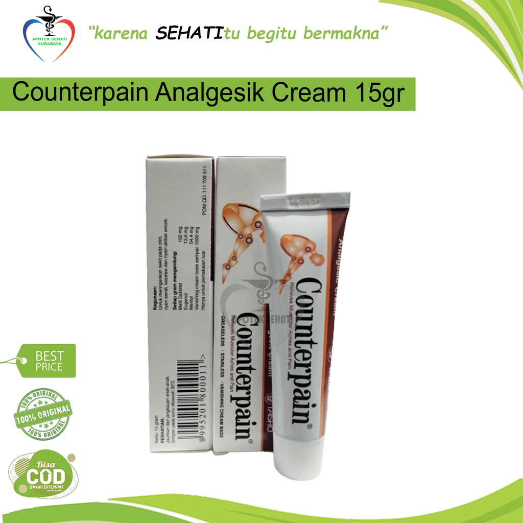 COUNTERPAIN 15 Gr Krim Nyeri Otot Sendi Keseleo Terkilir Cream Salep Analgesic Pegal Linu Encok