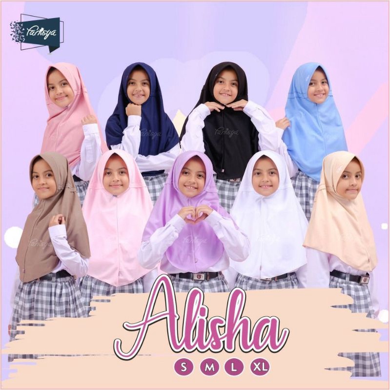 Alisha Bergo For Daily and School SD SMP SMA FANISYA HIJAB | Jilbab Kaos Instan Antem Anak Sekolah