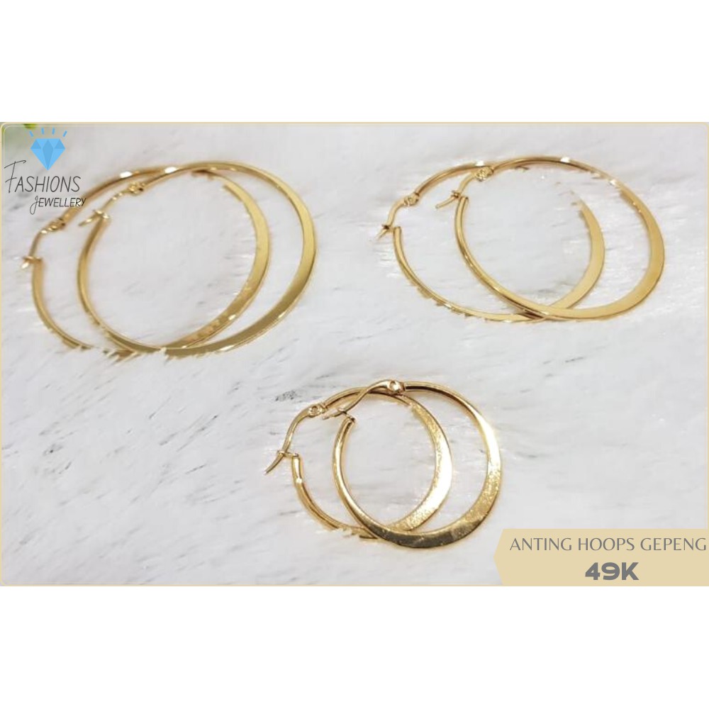 Anting Hoops gepeng Titanium