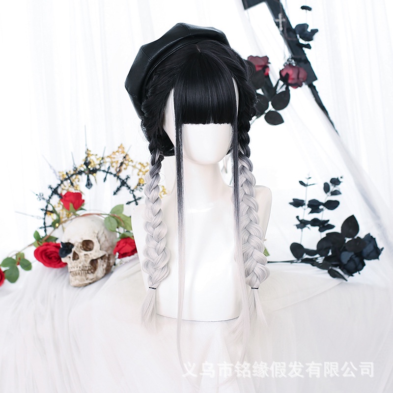 LOL-29 wig daily lolita rambut palsu jepang korea kpop idol gradasi silver