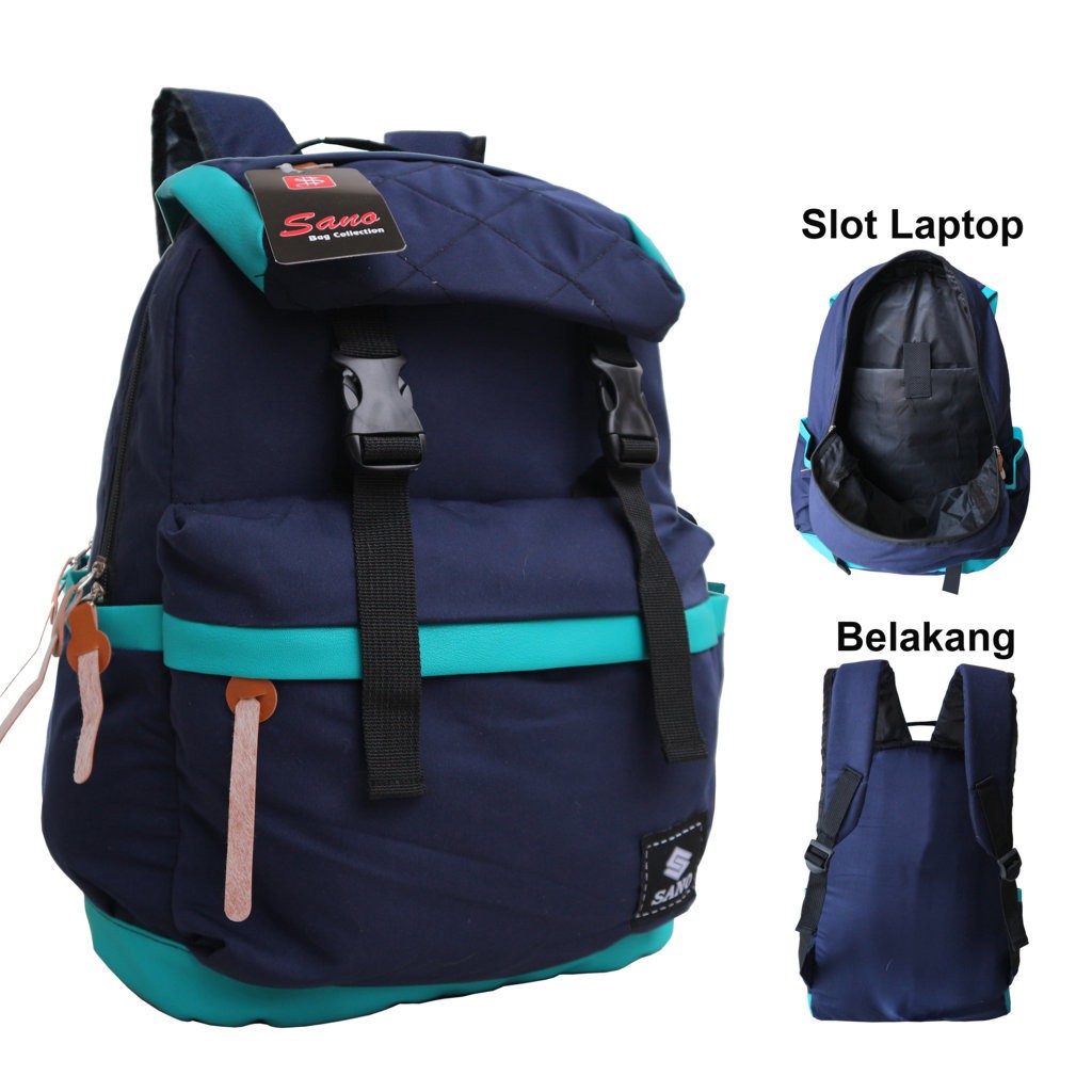 Tas Ransel Punggung Distro Backpack Remaja Cewek Wanita Sano Warna Tosca Keren Kekinian Bagus Bahan Tebal