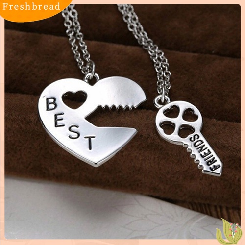 [TERLARIS]2Pcs/Set Love Heart Key Pendant BFF Best Friend Letter Carved Necklace Gift