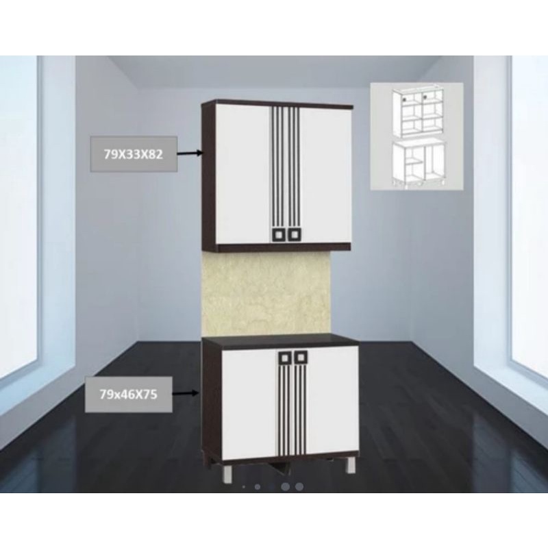 lemari dapur kitcenset 2 pintu atas bawah