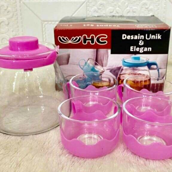 TEKO TEAPOT HC , TEKO KACA HC, WITH 4 PCS GLASS