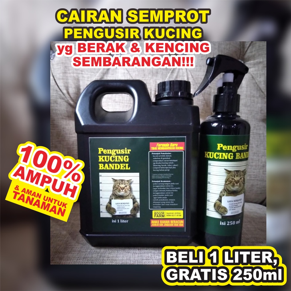 [bogorfarm] PENGUSIR KUCING NAKAL 1 LITER GRATIS 250ml | Cat Repellent | Pengusir Kucing Bandel | Cairan Pengusir Kucing | Spray Anti Kucing