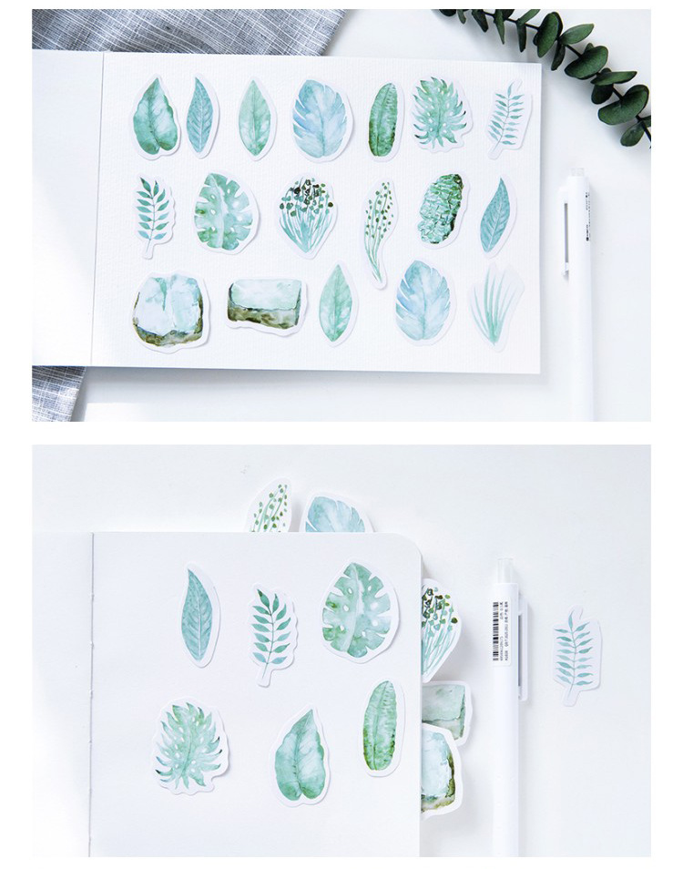 45pcs/set Stiker Motif Daun Mint Untuk Dekorasi Kalender Diary/Kantor