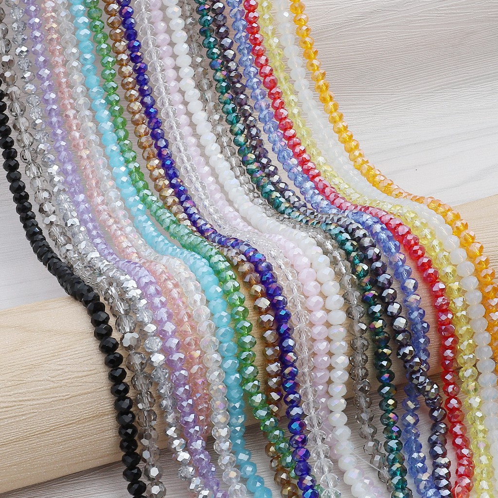 Wholesale 145 Pcs 4 mm Multicolor Rondelle Faceted Glass Beads Czech Crystal Beads For Jewelry Crafts Sewing Clothing Accessories