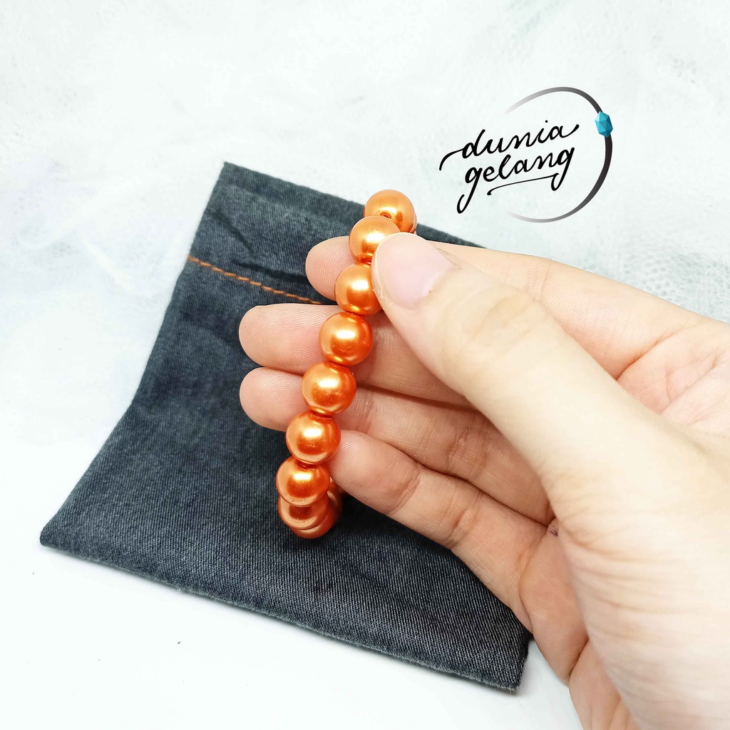 GELANG BATU ORANGE OREN POLOS GIOK GIMITRI LOKAI TALI KARET / GELANG PRIA WANITA COWOK CEWEK COUPLE ANAK ANTI KARAT ALL SIZE GL / DUNIAGELANG.ID