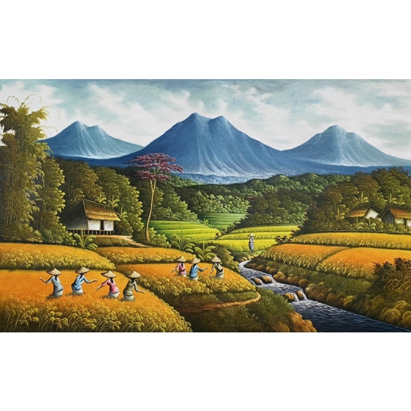 lukisan sawah ukuran 85 X 135