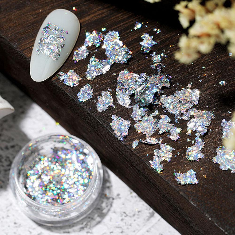 Needway Tidak Teratur Aluminium Foil Kertas Emas Perak 3D Dekorasi Kuku Manicure Tools Sequin