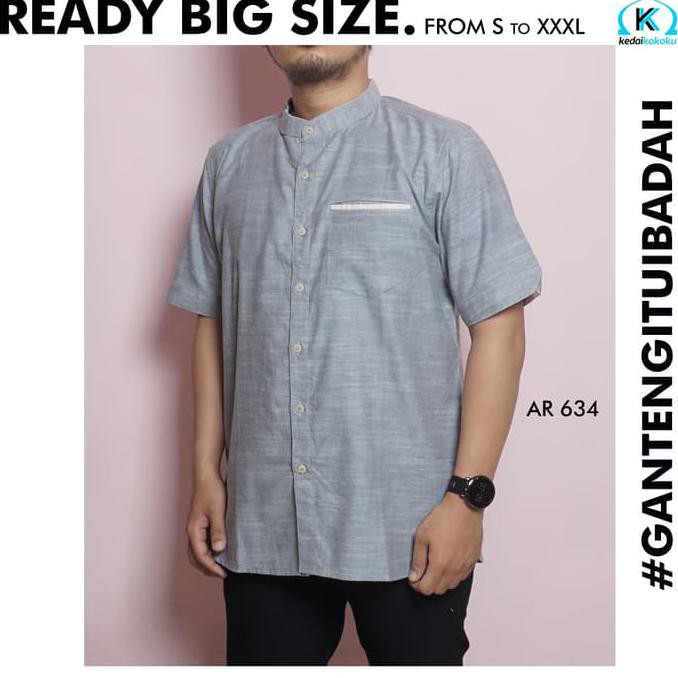 Kemeja Koko Abu-Abu Arahmanda Berkualitas Lengan Pendek