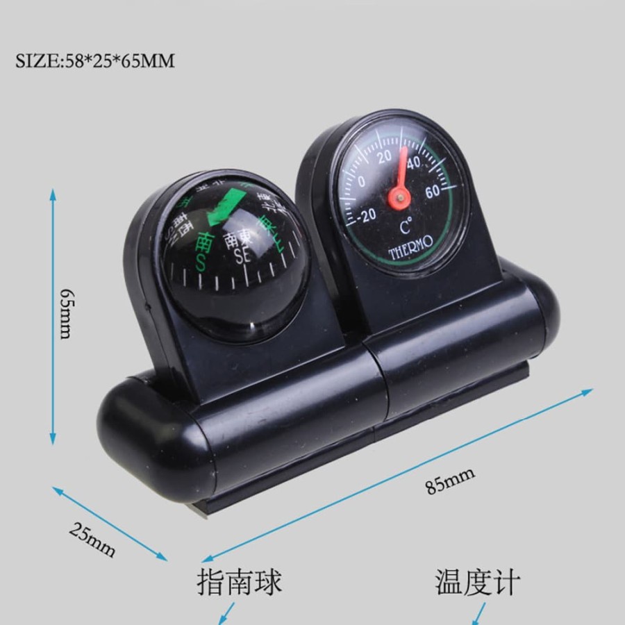 Car Compas &amp; Thermometer / Kompas Mobil - Black
