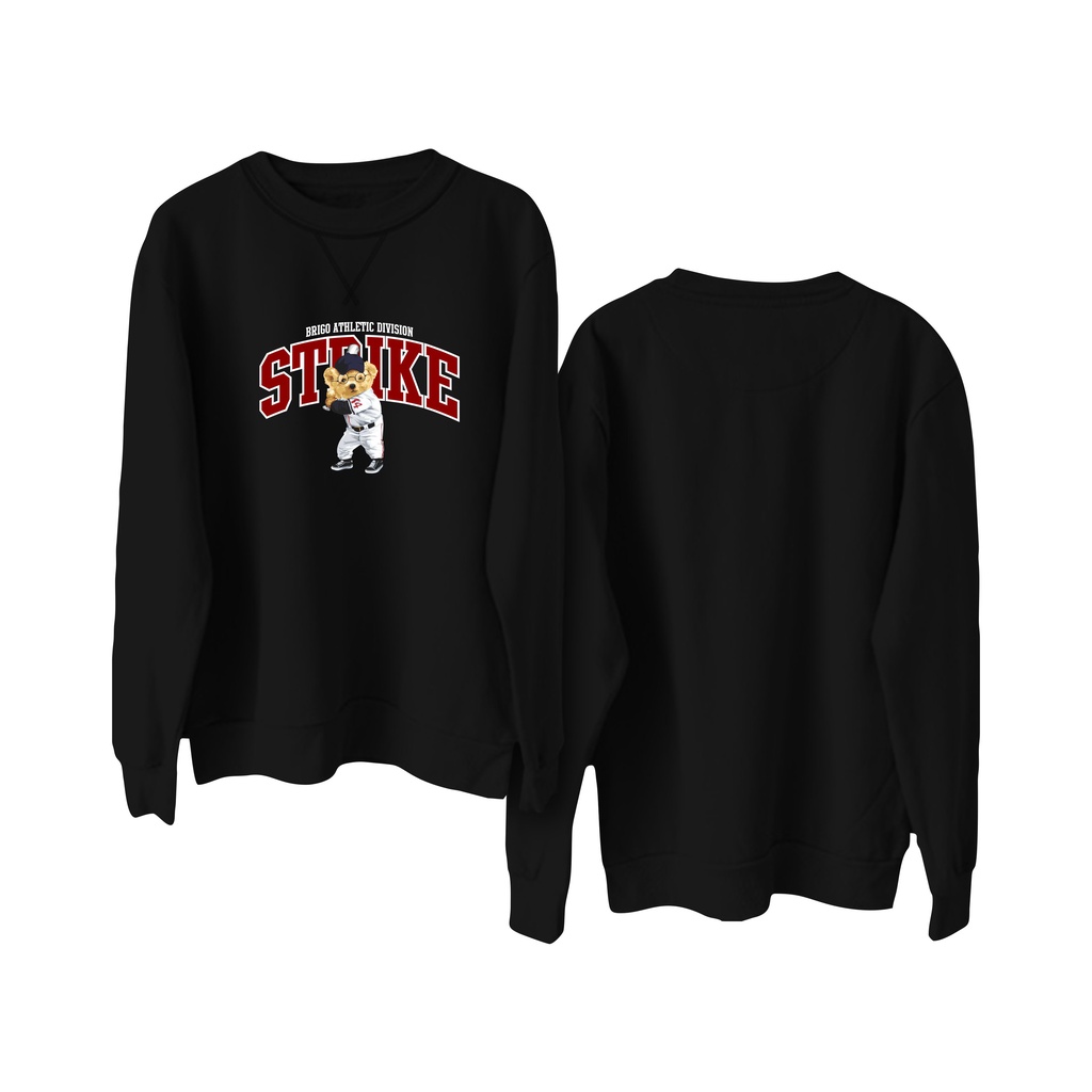 Sweater Crewneck BRIGO Sablon DTF Fleece Cotton || BRIGO Basic Sweatshirt BERUANG STRIKE M-XXL (Pria &amp; Wanita) Free stiker&amp;Gantungan Kunci