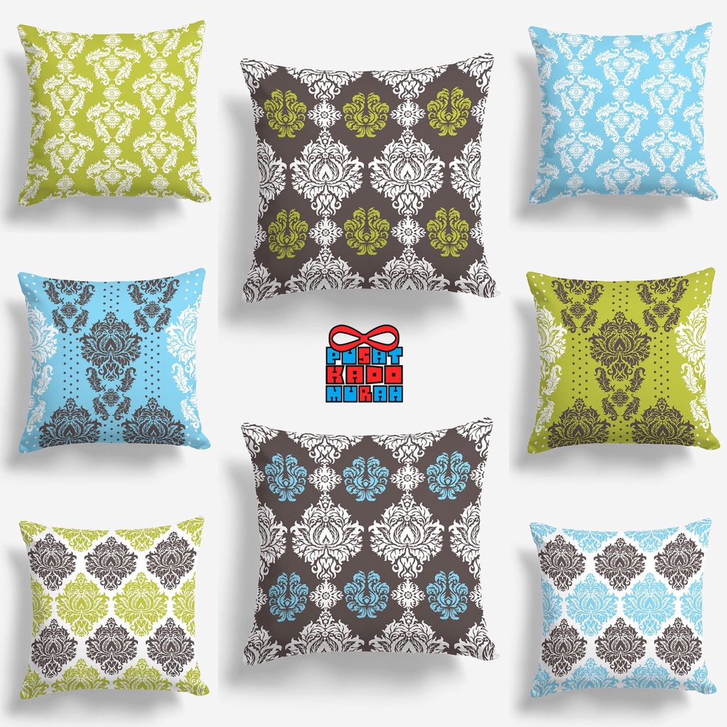 Bantal Sofa Print Motif Oliver Green dan Javier Blue Abstrak 40x40 cm - Pusat Kado Murah