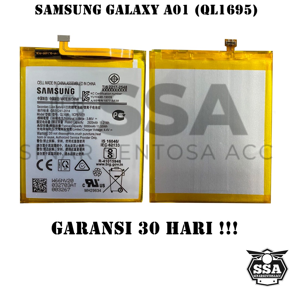 Baterai Original OEM Samsung Galaxy A01 QL1695 HP Ori Battery Batrai Batre Batu Batere GARANSI AWET MURAH